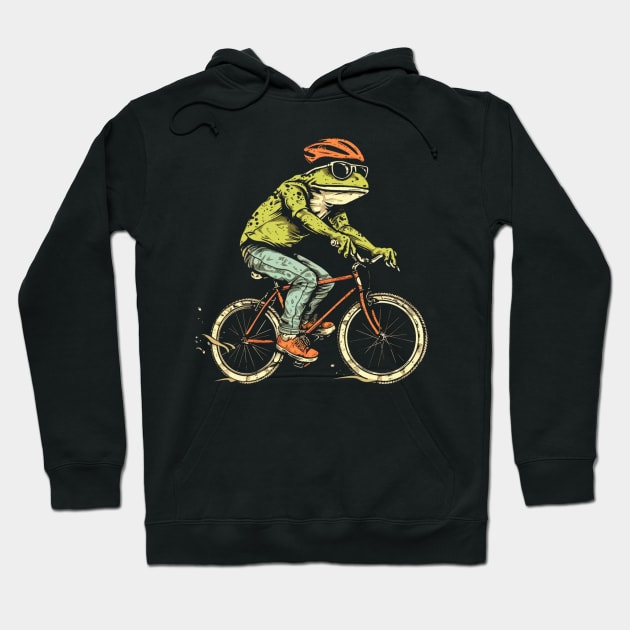 Funny Frog On A Bike Hoodie by OscarVanHendrix